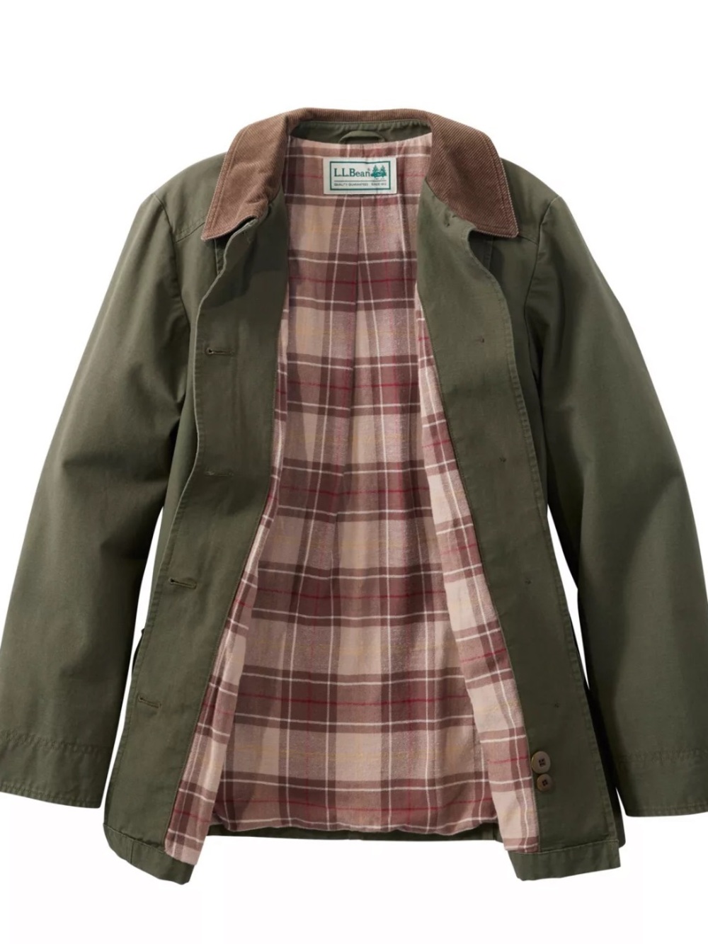 L.L. Olive women’s large with Brown Corduroy Collar